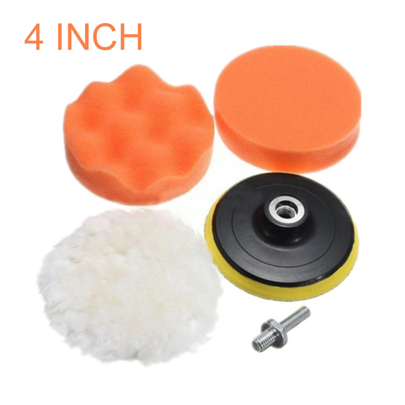 Polish Pad Set Buffer - 4インチカーポリッシングパッド,フォームスポンジキット,ドリルアダプター,カーポリッシャーセット