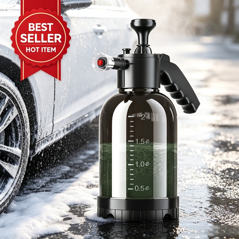 Pressure Washer Foam Gun - 2L手動式エアプレッシャー式スノーフォームスプレー。交換可能なノズル3個付きの手動式洗車ボトル。車両の清掃に最適。