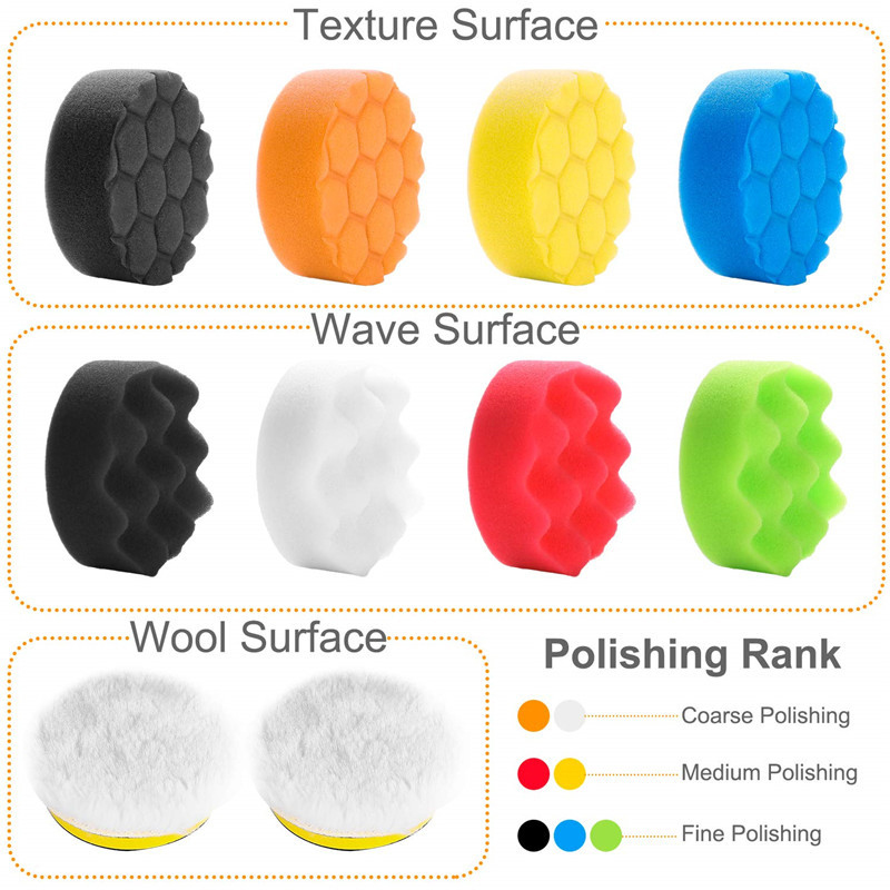 4インチカーポリッシングパッド,フォームスポンジキット,ドリ - Polish Pad Set Buffer のレビューと価格